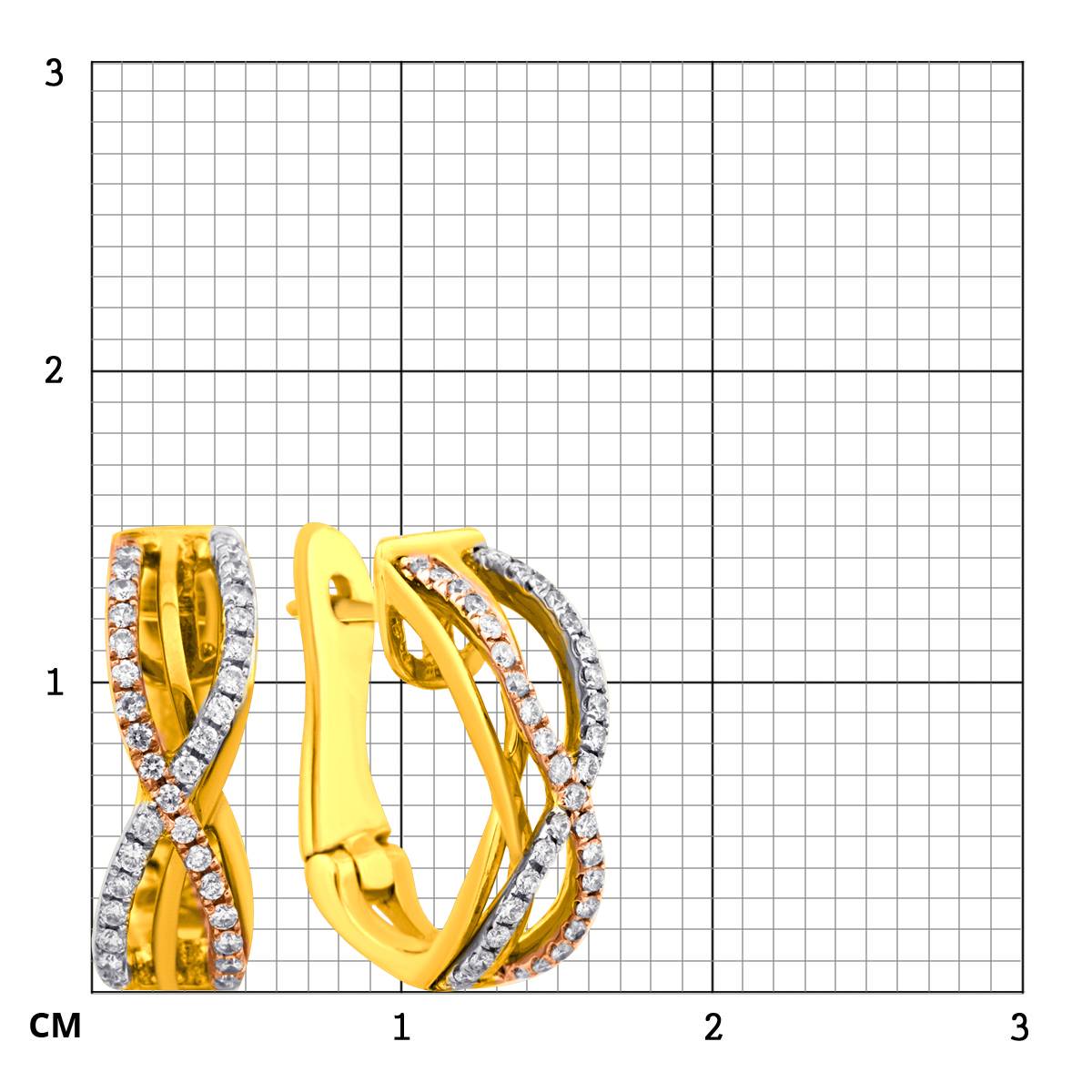 Серьги из комбинированного золота с бриллиантами (023377)