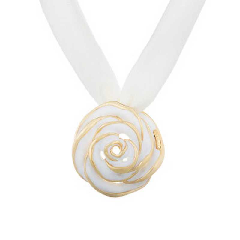 Колье из серебра с эмалью и шёлком 