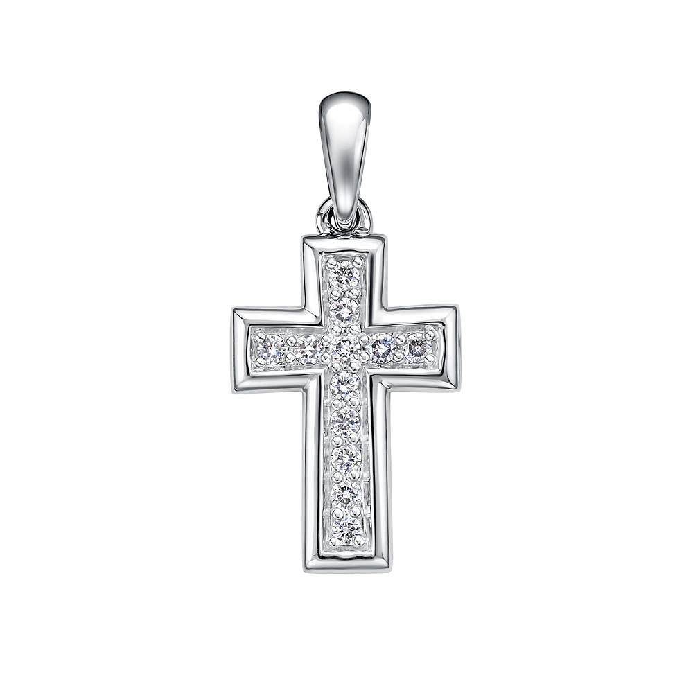 Кулон крест из платины с бриллиантами (057991)