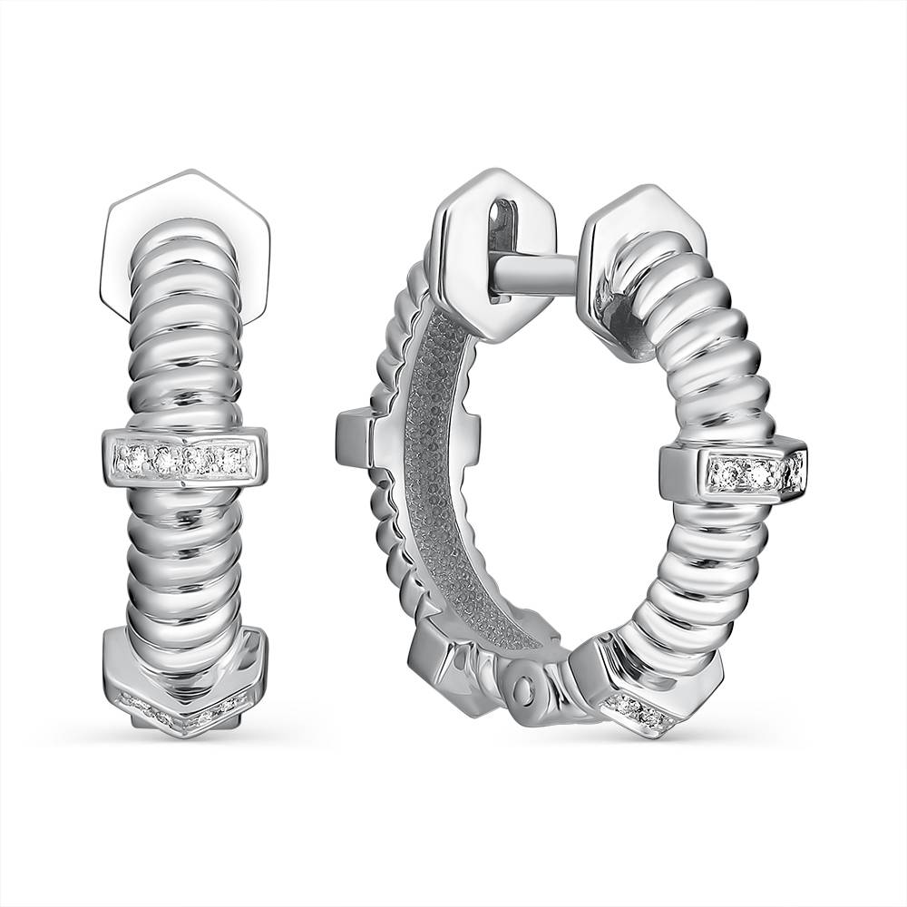 Серьги конго из белого золота с бриллиантами (056196)