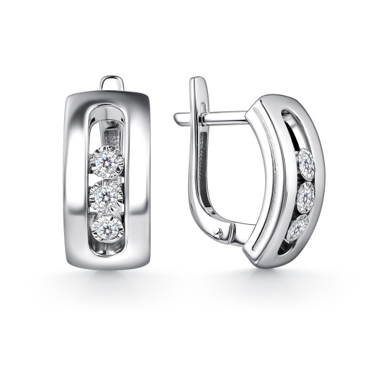 Серьги из белого золота с бриллиантами (060381)