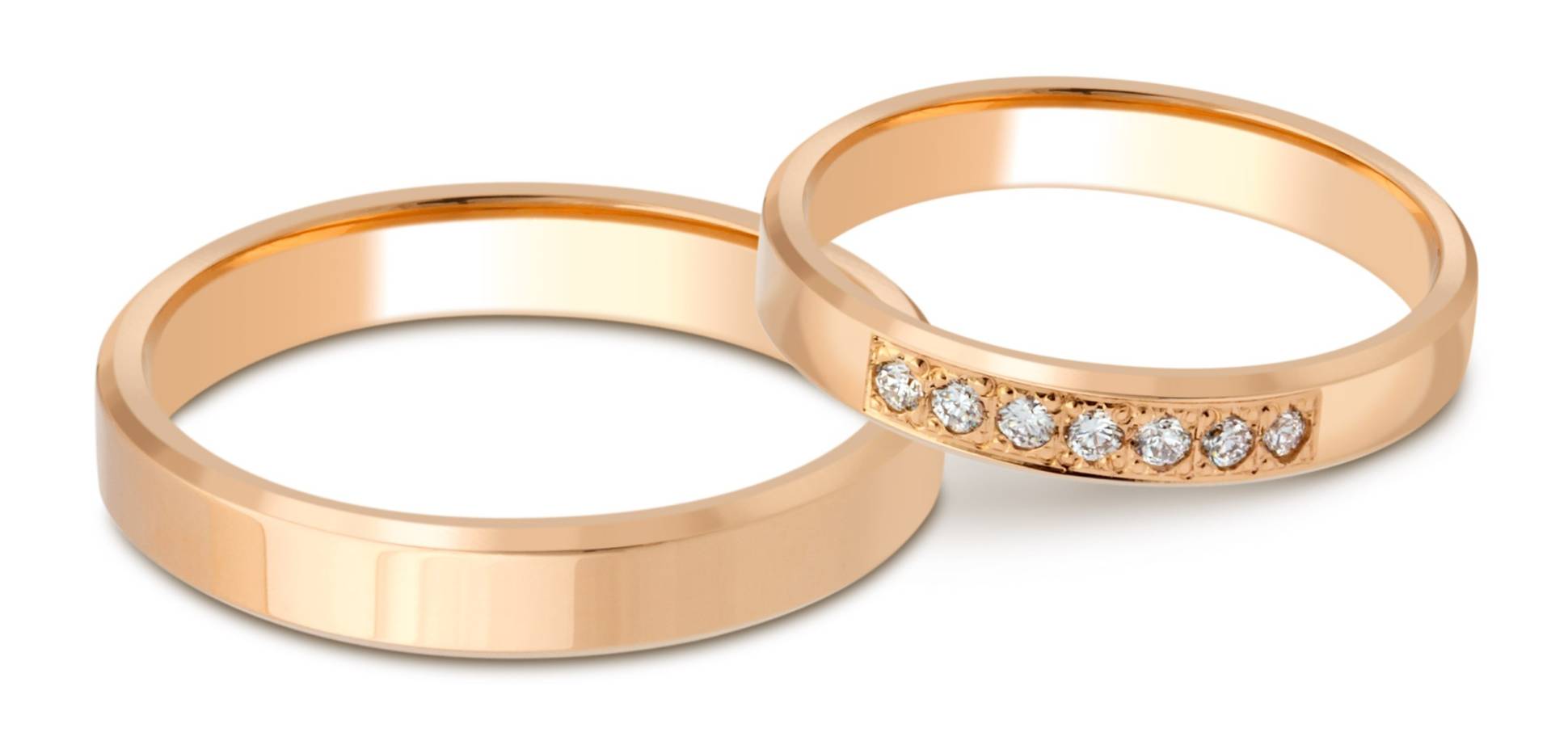 Обручальное кольцо из красного золота с бриллиантами (028798)