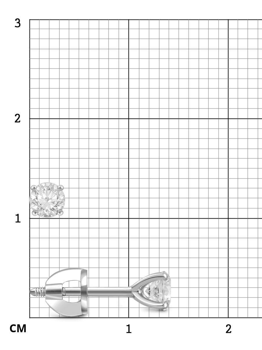 Серьги пусеты из белого золота с бриллиантами (054404)