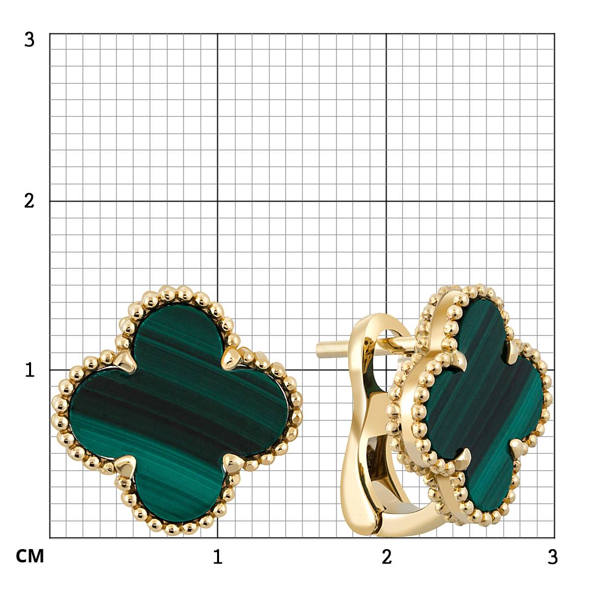 Серьги из жёлтого золота с малахитом (050458)