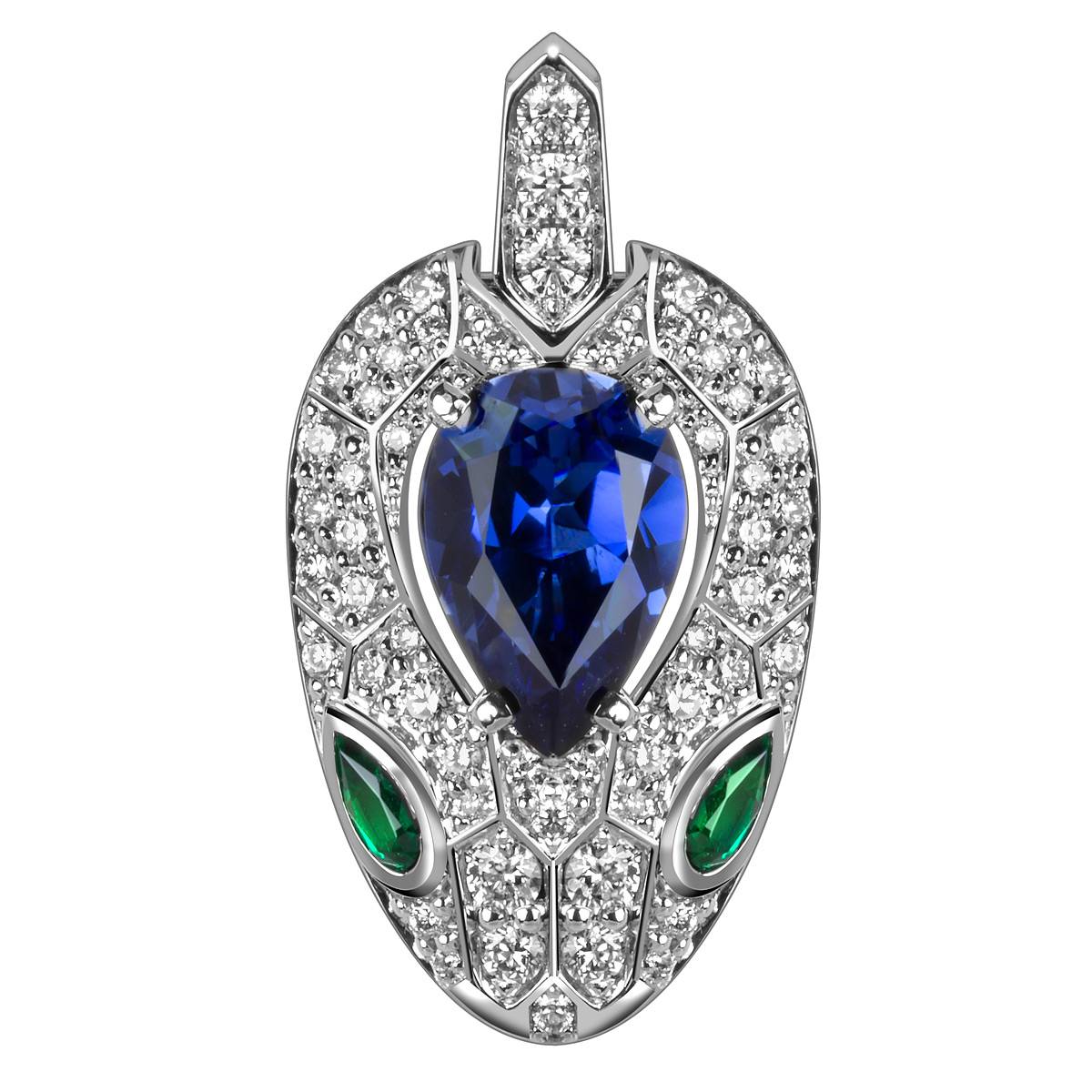 Кулон из белого золота с бриллиантами и ситаллами (061050)