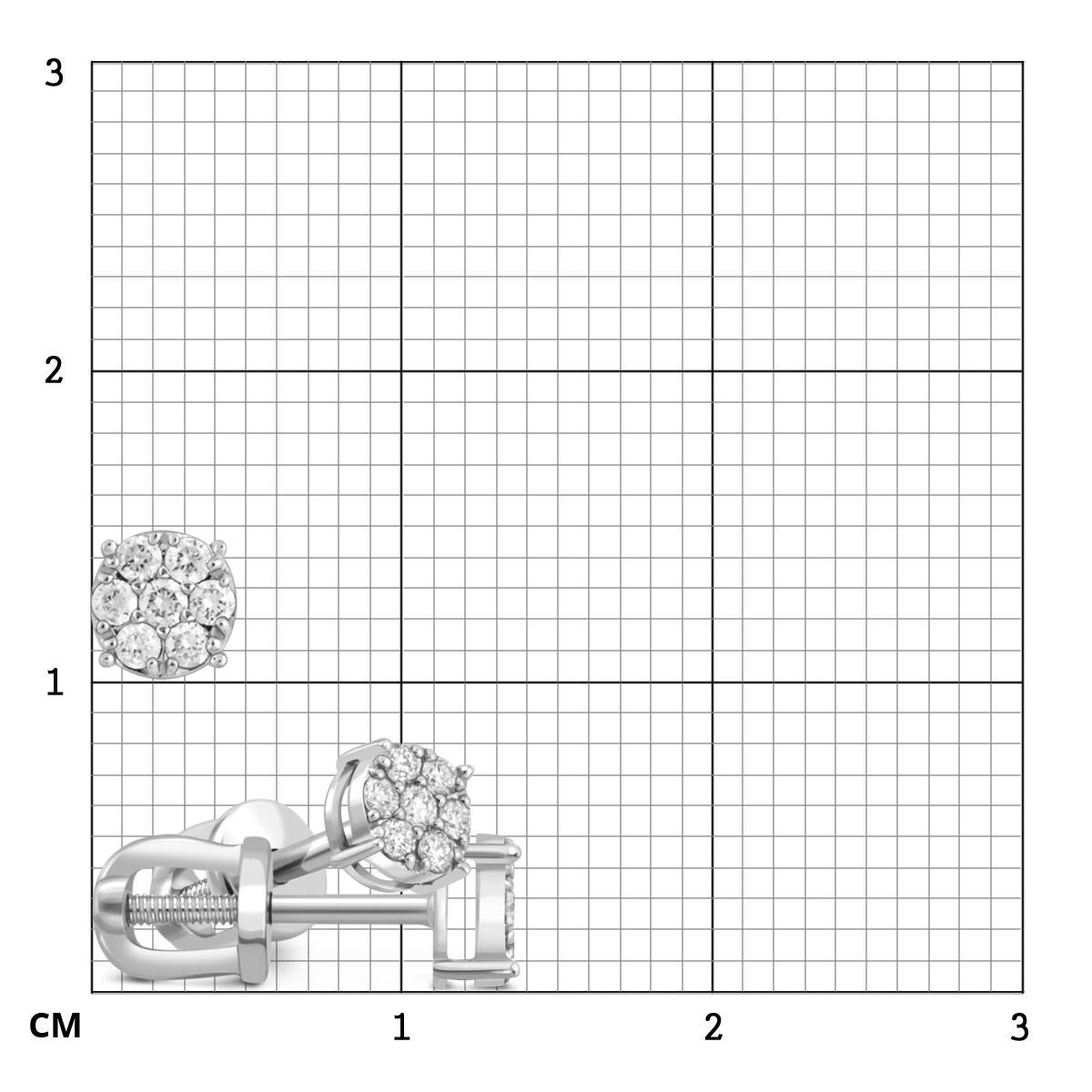 Серьги пусеты из белого золота с бриллиантами (043917)