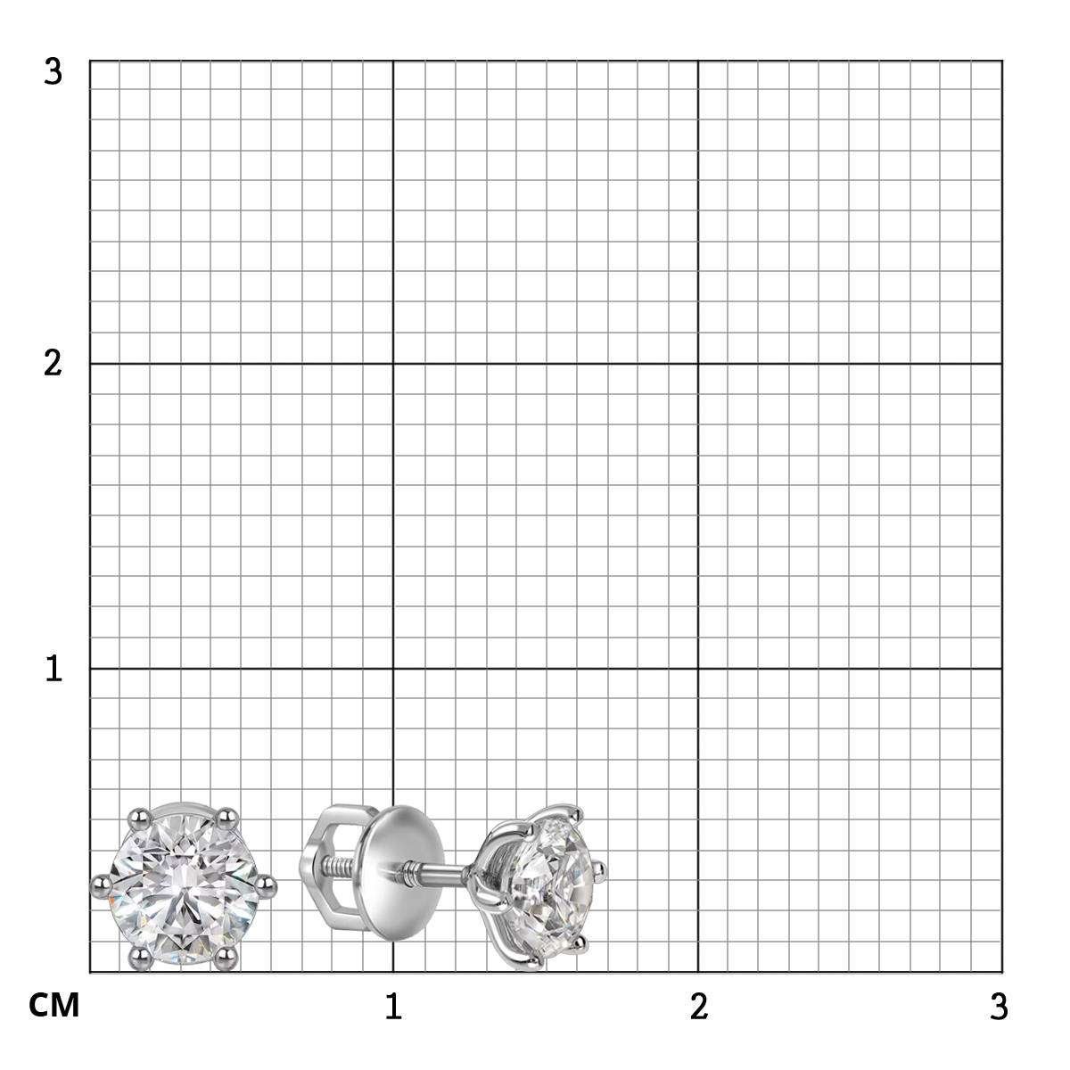 Серьги пусеты из платины с бриллиантами (064626)