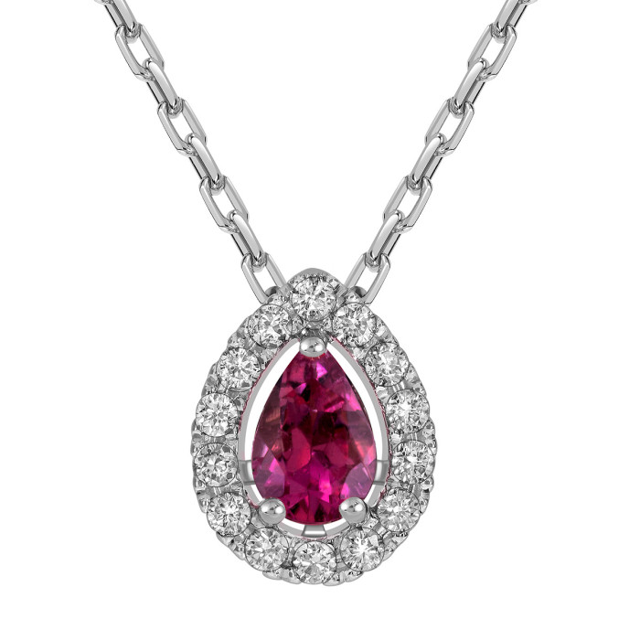 Колье из белого золота с бриллиантами и турмалином (062772)