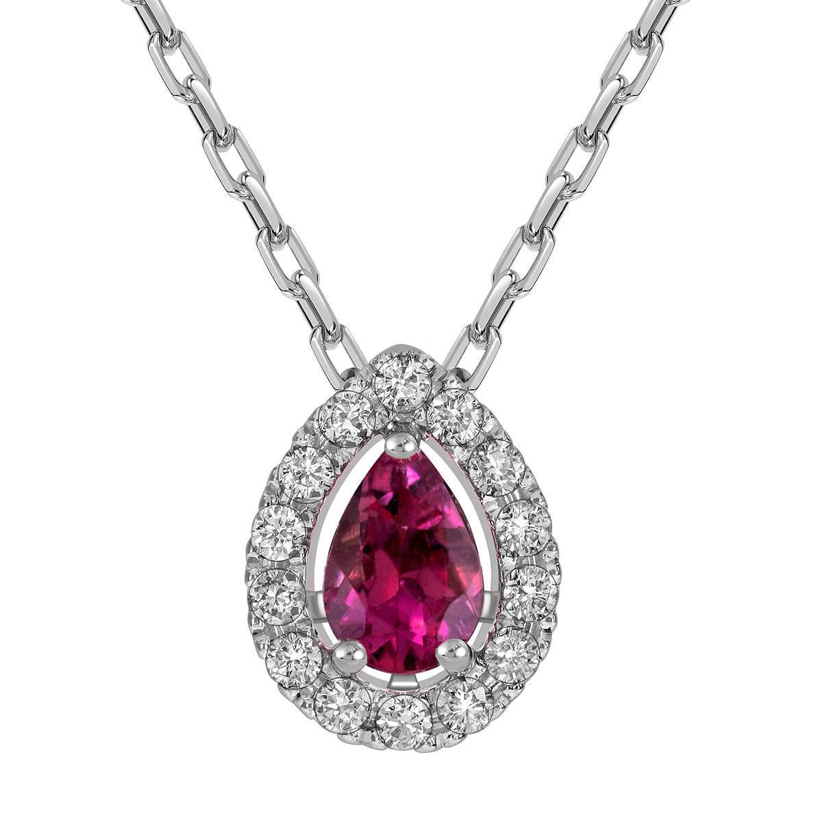 Колье из белого золота с бриллиантами и турмалином (062772)