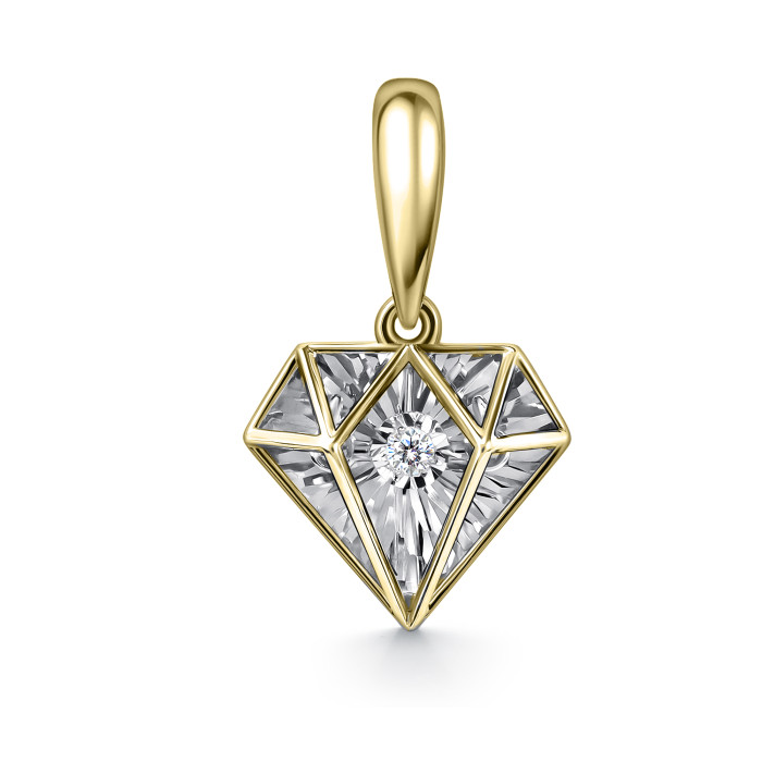 Кулон из комбинированного золота с бриллиантом (062928)