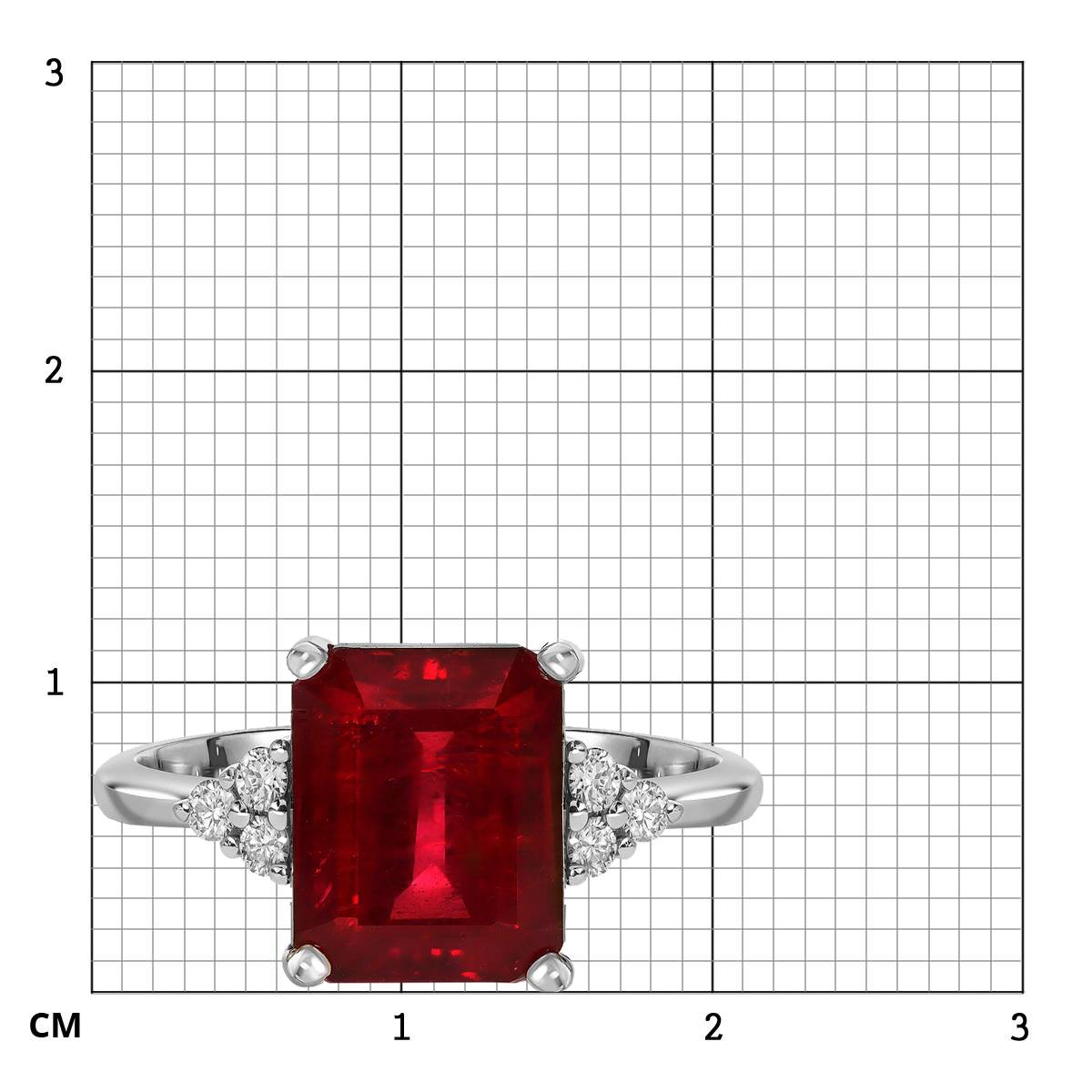 Кольцо из белого золота с бриллиантами и рубином (061058)