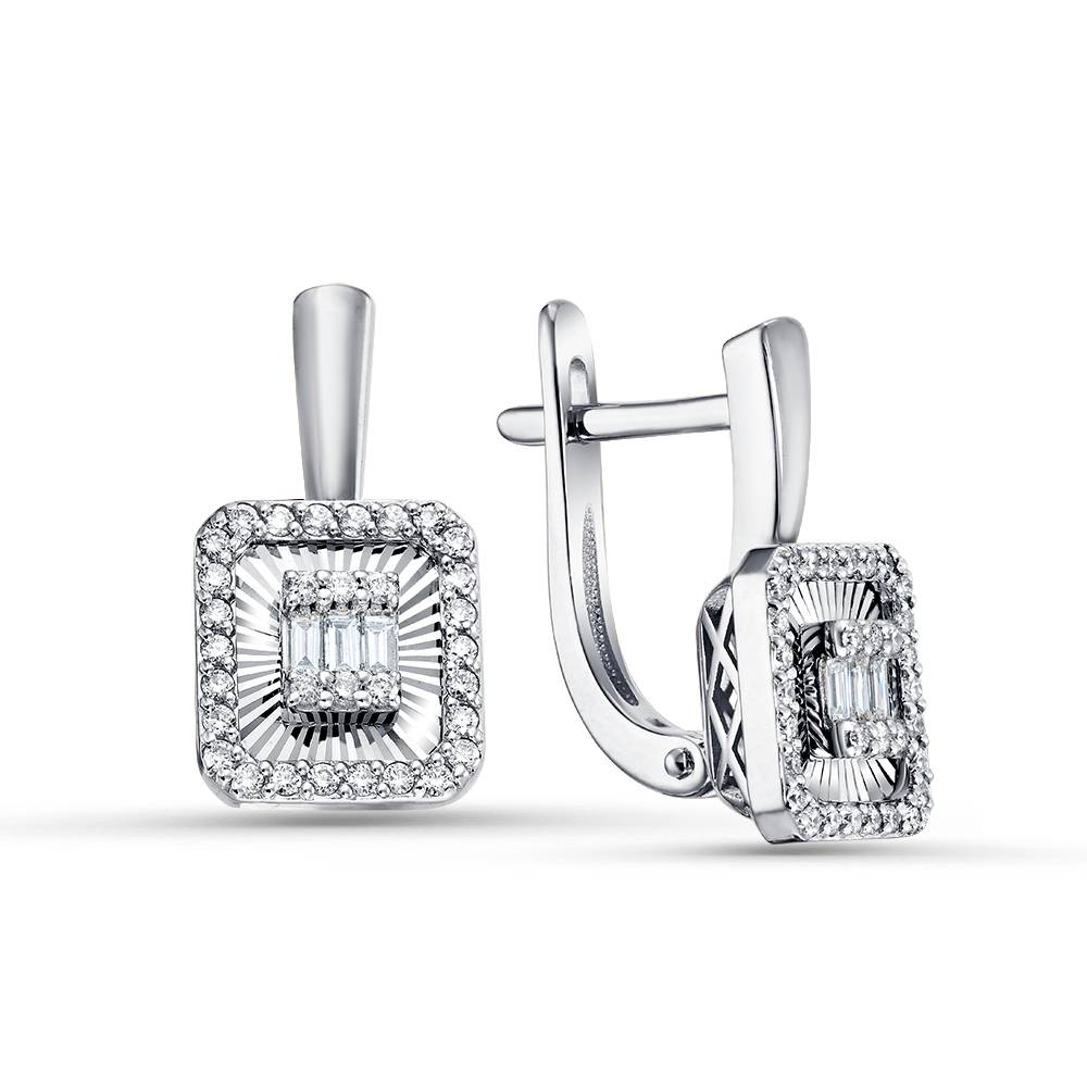 Серьги из белого золота с бриллиантами (060883)