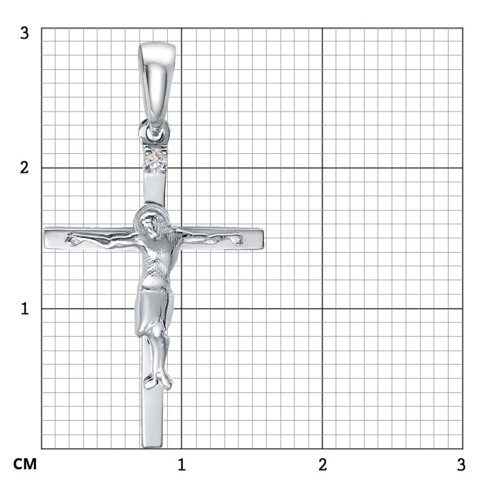 Кулон крест из платины с бриллиантом (051394)