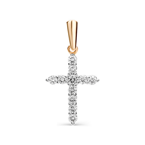 Кулон крест из комбинированного золота с бриллиантами (043517)