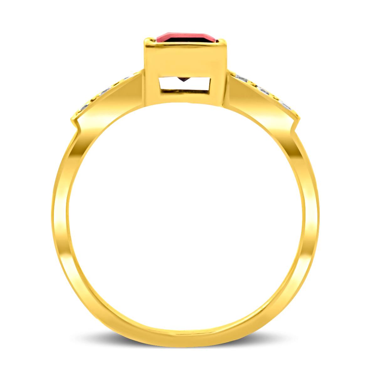 Кольцо из жёлтого золота с бриллиантами и гранатом (019982)