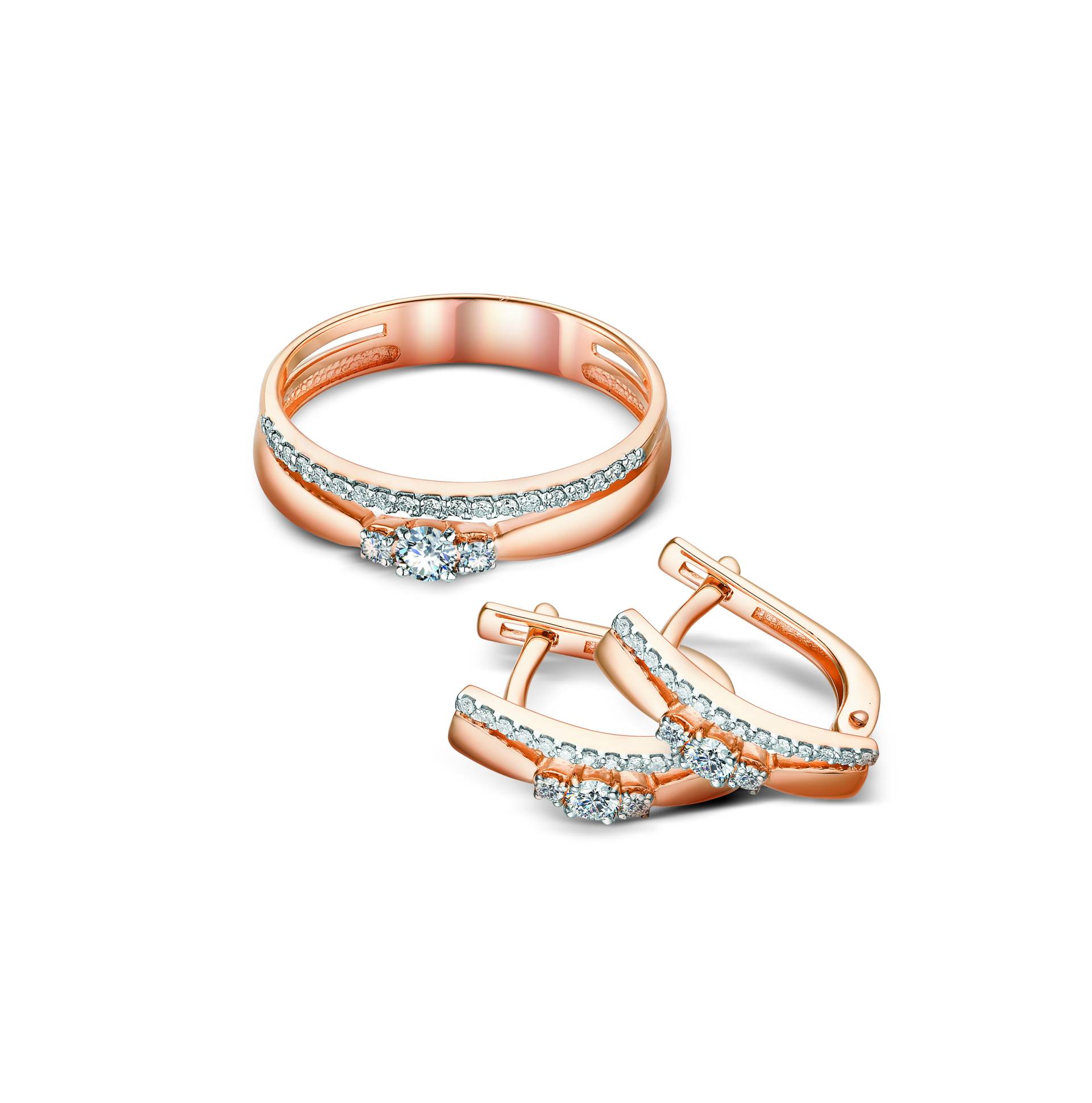 Серьги из красного золота с бриллиантами (043095)