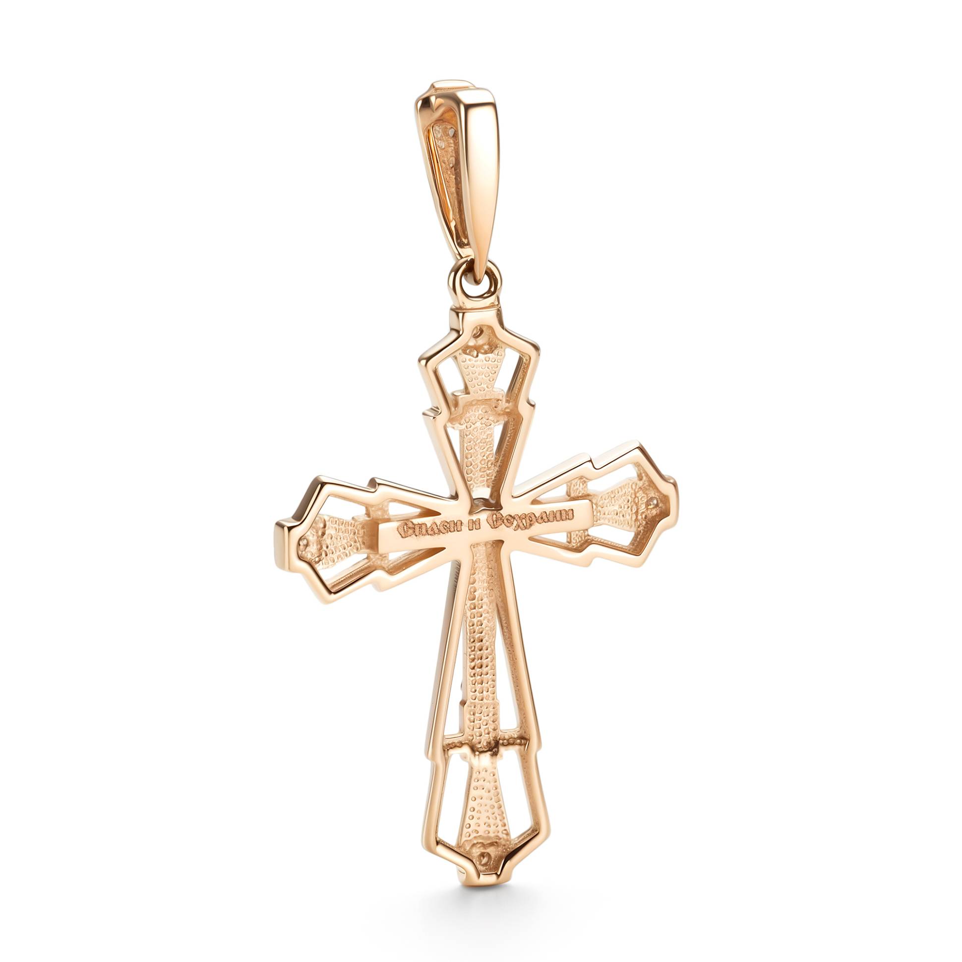 Кулон крест из комбинированного золота с бриллиантами (060911)