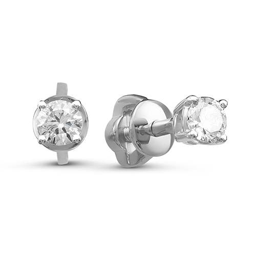 Серьги пусеты из белого золота с бриллиантами (047473)