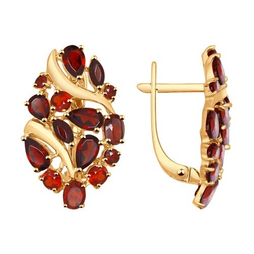 Серьги из красного золота с гранатами (027778)