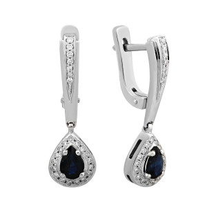 Серьги из белого золота с бриллиантами и сапфирами (025825)