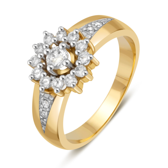 Помолвочное кольцо из комбинированного золота с бриллиантами (030883)