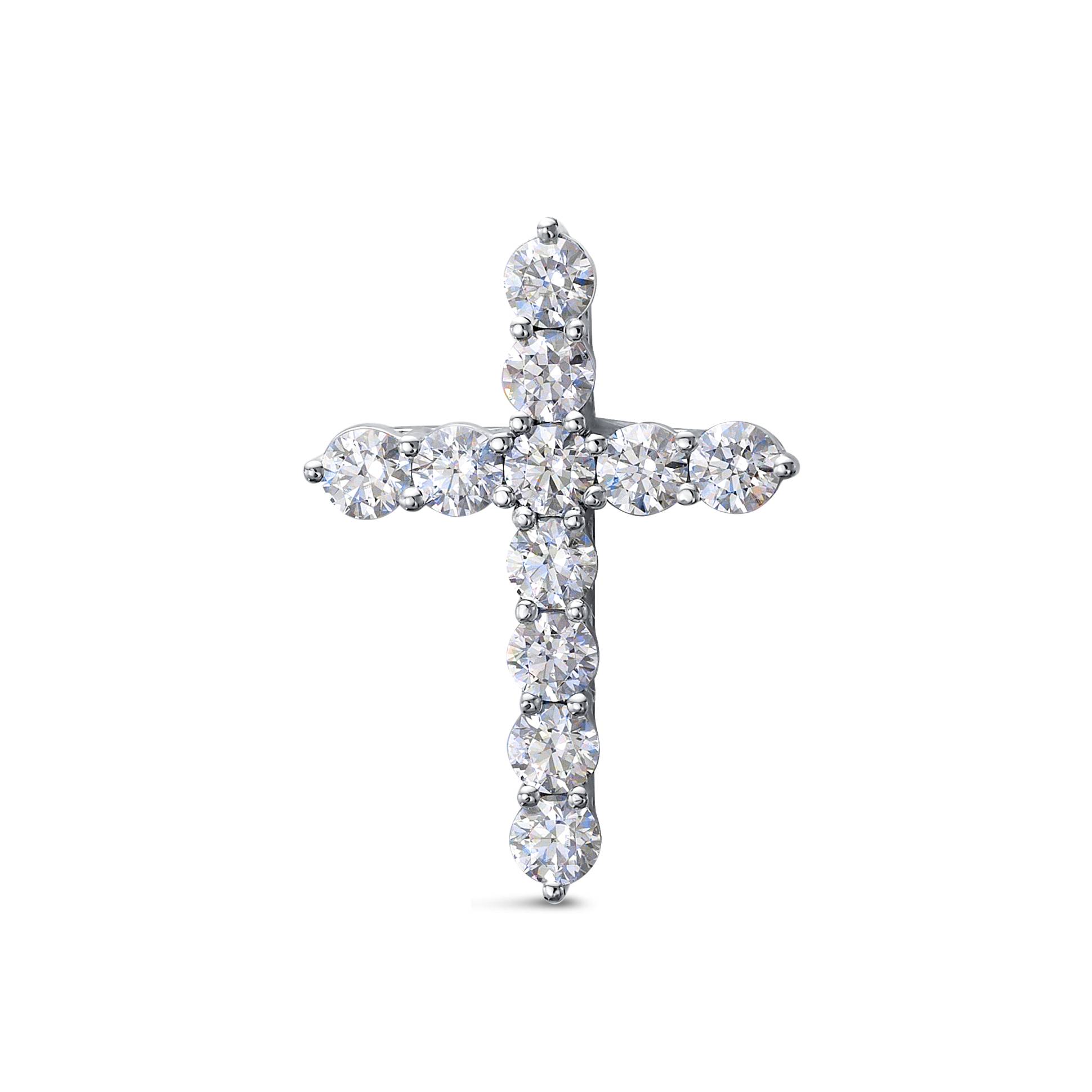 Кулон крест из платины с бриллиантами (058002)