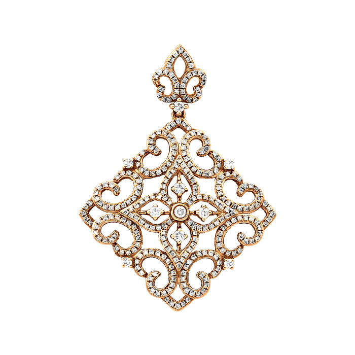 Кулон из красного золота с бриллиантами (046534)