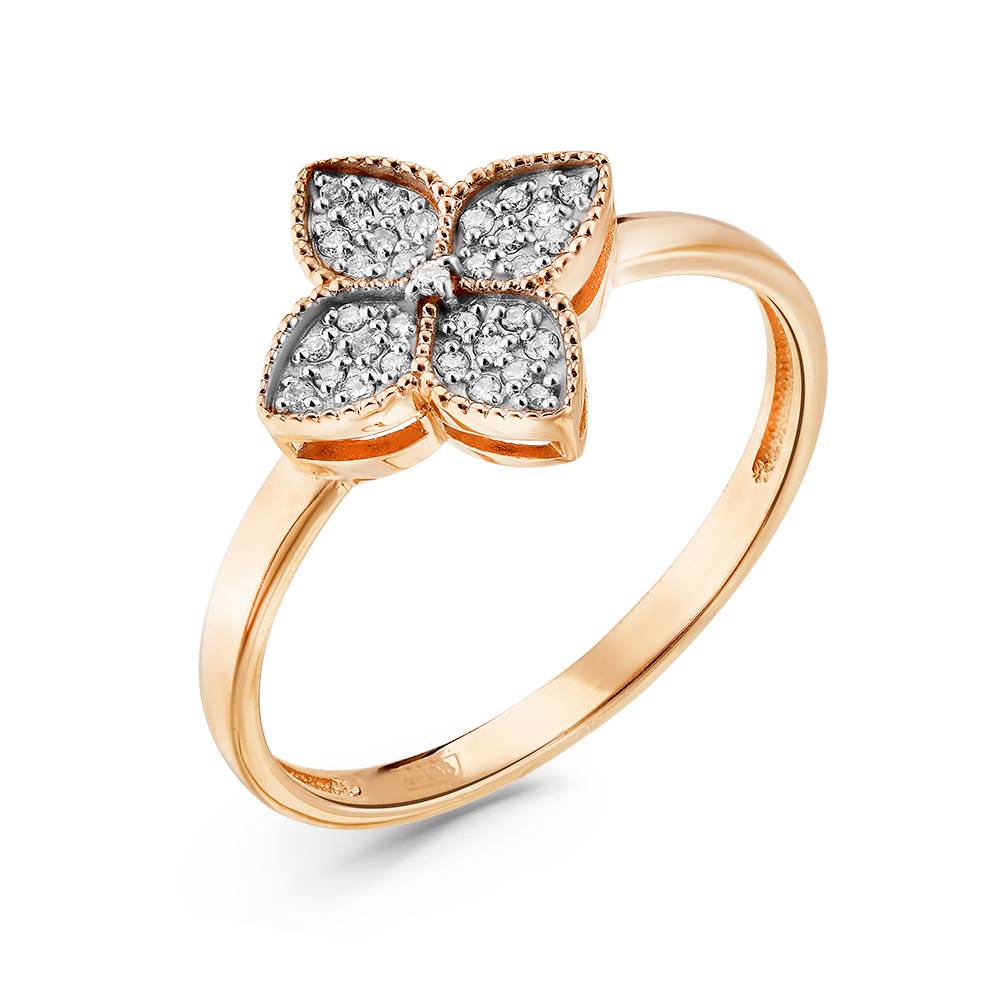 Кольцо из красного золота с бриллиантами (060091)