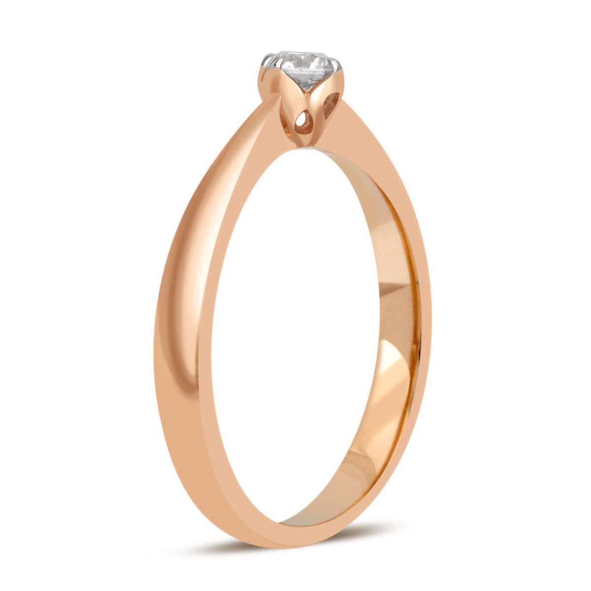 Помолвочное кольцо из красного золота с бриллиантом (032763)