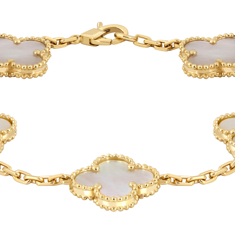 Браслет из жёлтого золота с перламутром (046800)