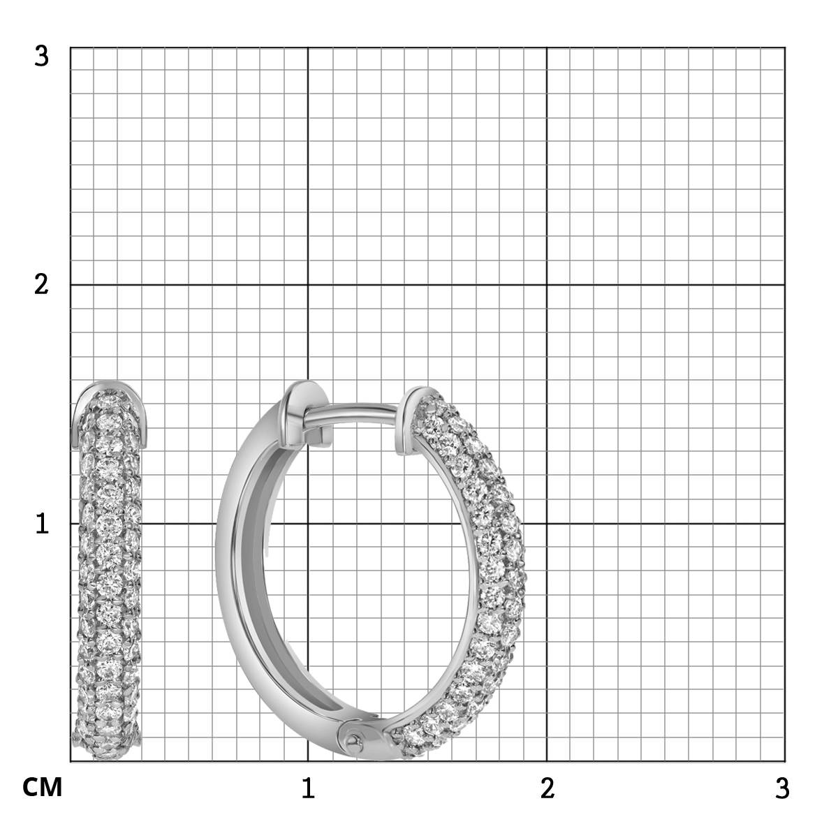 Серьги конго из белого золота с бриллиантами  (059387)