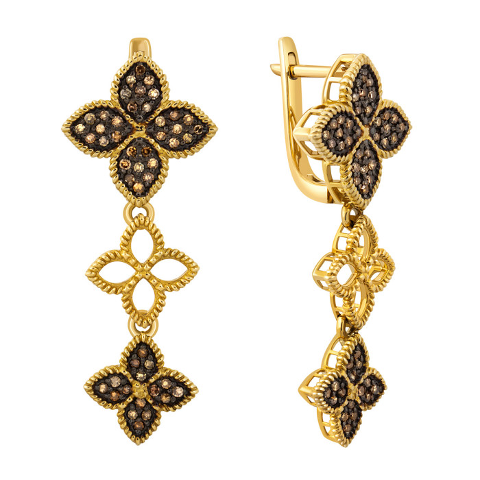 Серьги из жёлтого золота с бриллиантами (040556)