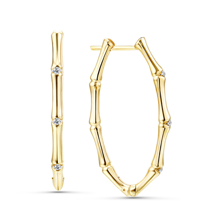 Серьги конго из жёлтого золота с бриллиантами (054980)