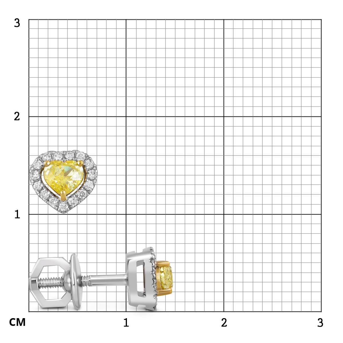 Серьги пусеты из белого золота с бриллиантами 