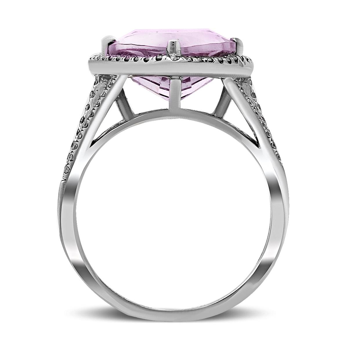 Кольцо из белого золота с бриллиантами и аметистом (021085)