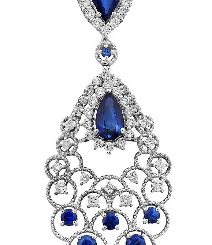 Кулон из белого золота с бриллиантами и сапфирами (024084)