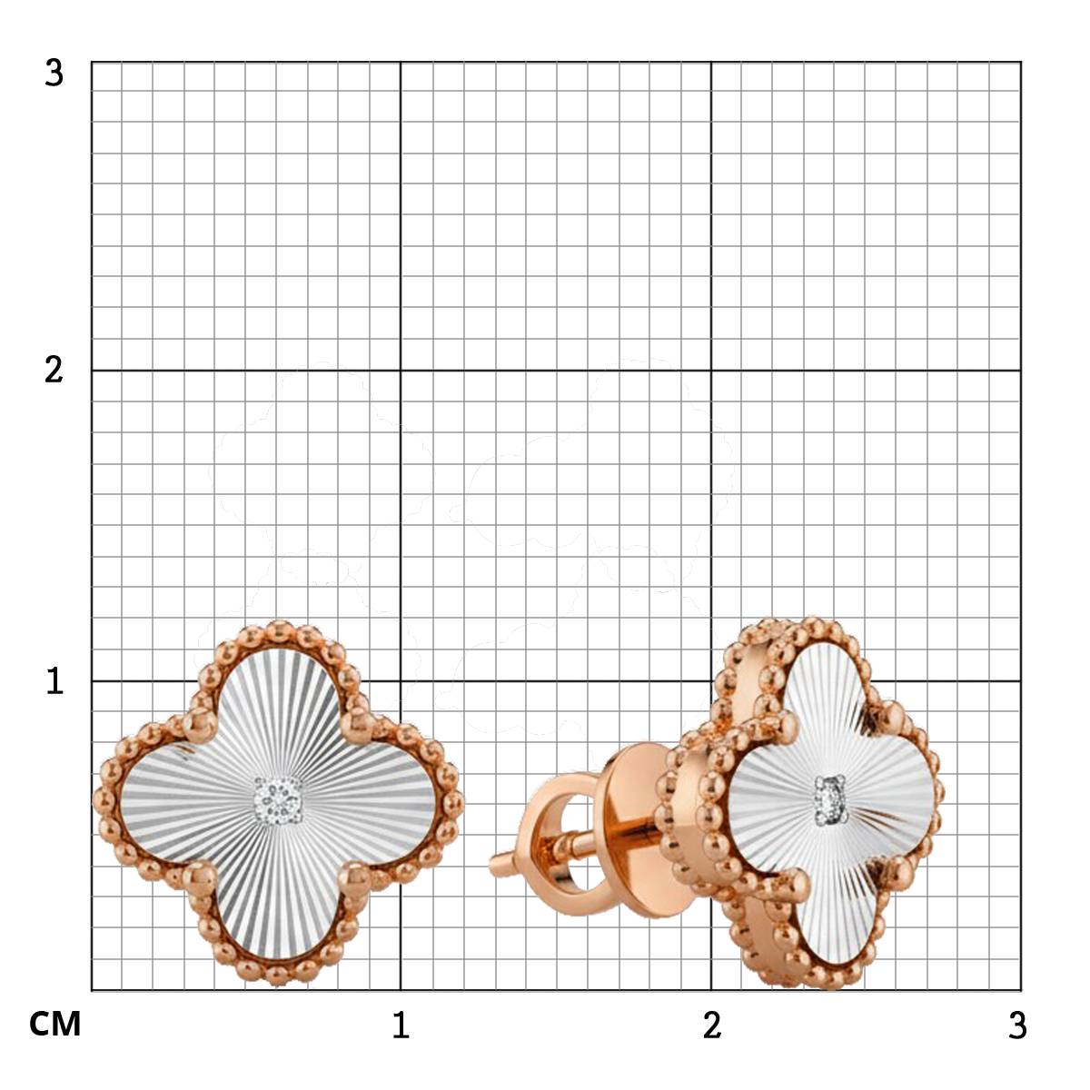Серьги пусеты из красного золота с бриллиантами  (063114)