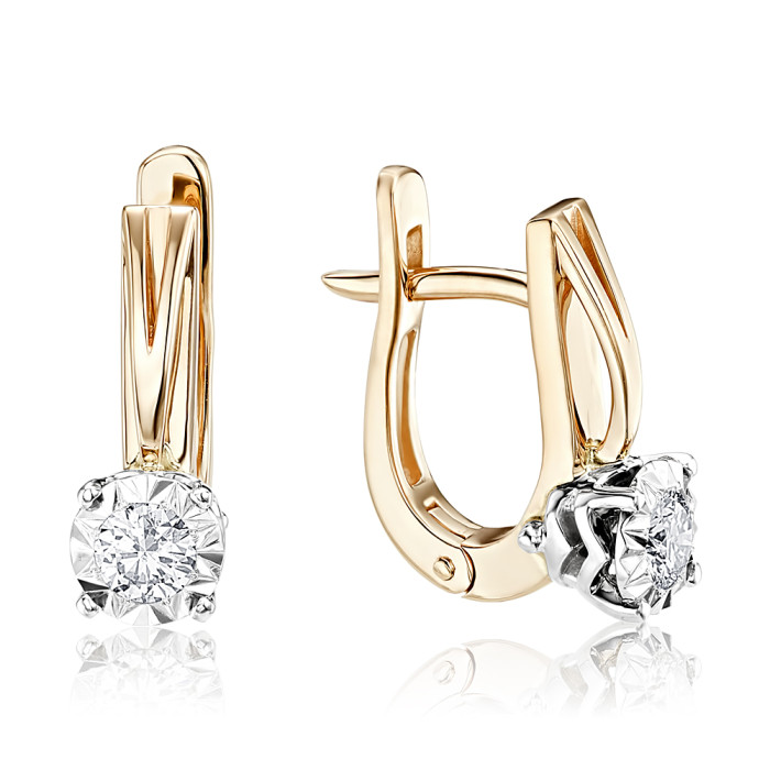 Серьги из комбинированного золота с бриллиантами (053070)