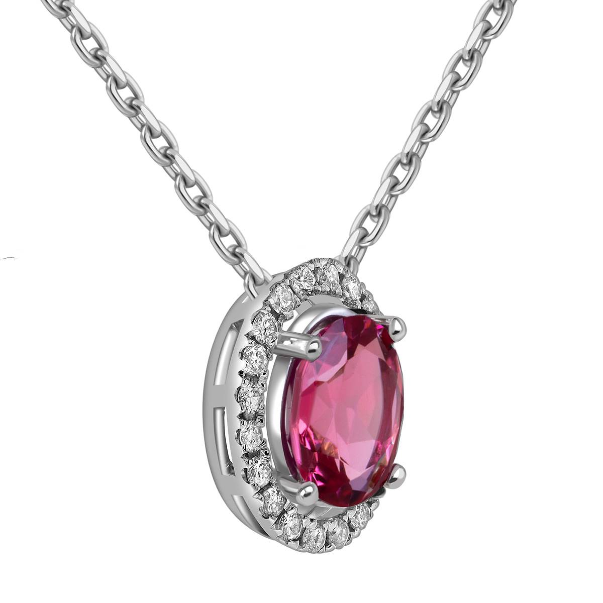 Колье белого золота с бриллиантами и турмалином (061064)