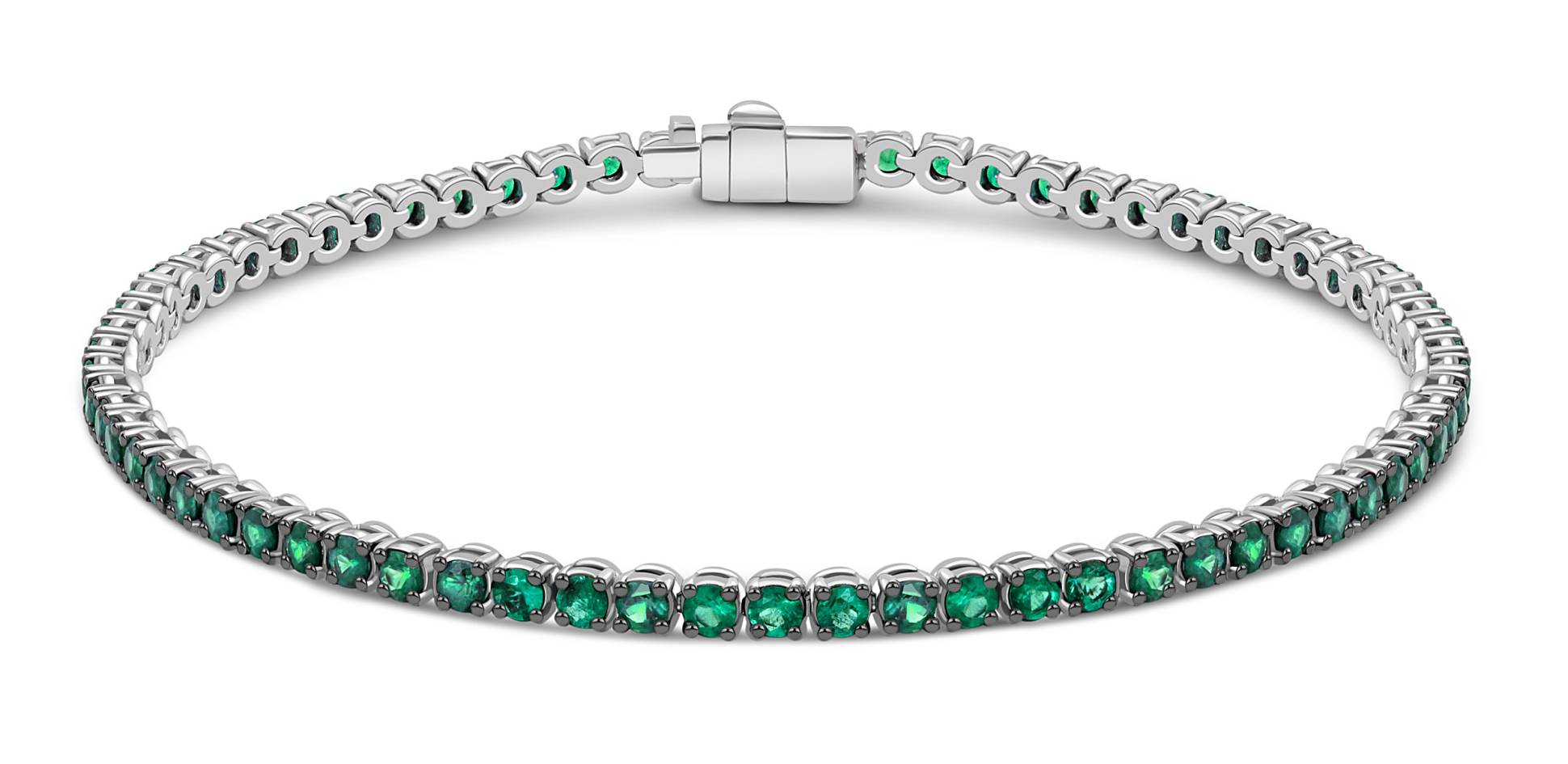 Браслет из белого золота с изумрудами (047285)