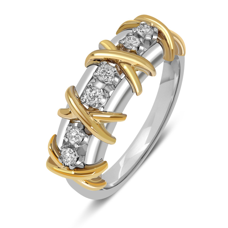 Кольцо из комбинированного золота с бриллиантами (049745)