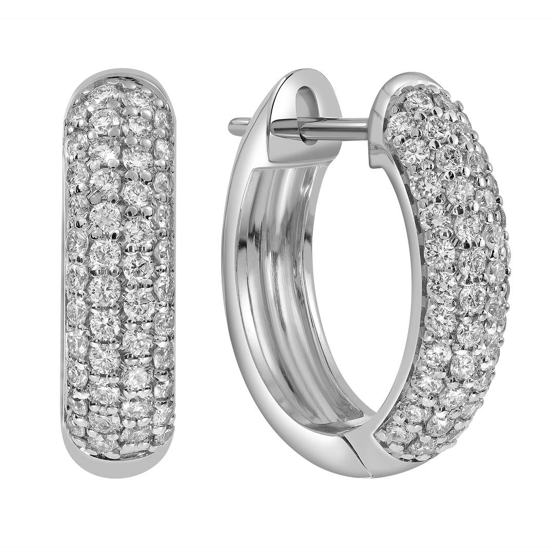 Серьги конго из белого золота с бриллиантами (045932)