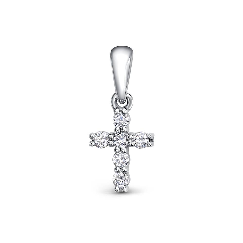 Кулон крест из платины с бриллиантами (058379)