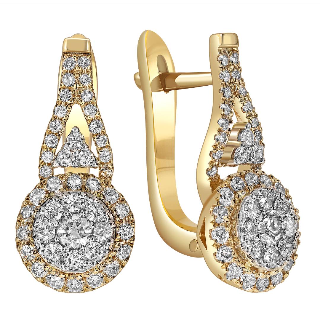 Серьги из жёлтого золота с бриллиантами (061451)