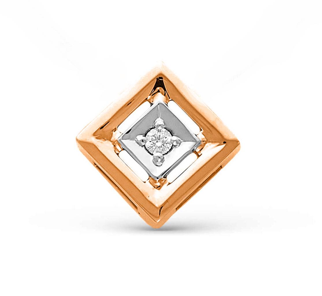 Кулон из комбинированного золота с бриллиантом (050058)