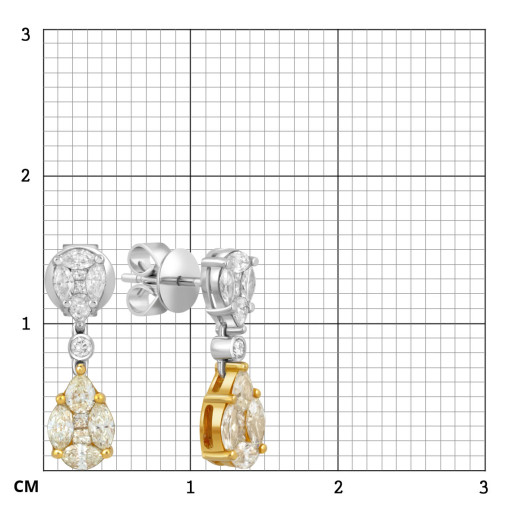 Серьги пусеты из комбинированного золота с бриллиантами (043674)