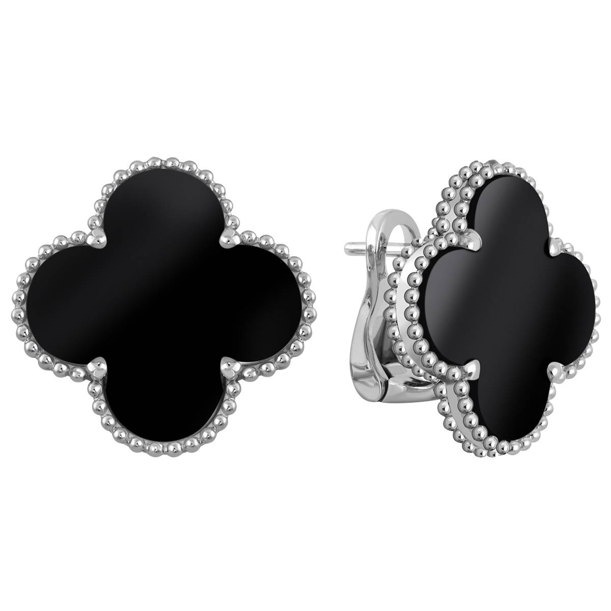 Серьги из белого золота с ониксом (049517)