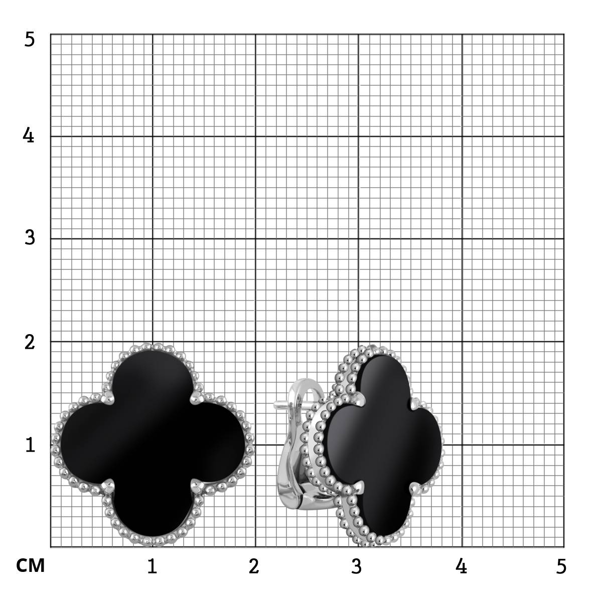 Серьги из белого золота с ониксом (049517)
