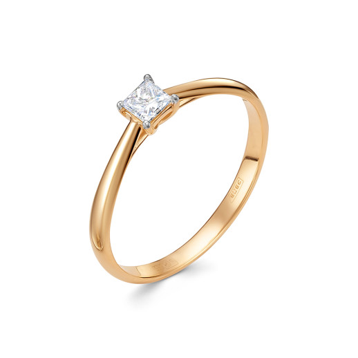 Помолвочное кольцо из красного золота с бриллиантом (055287)