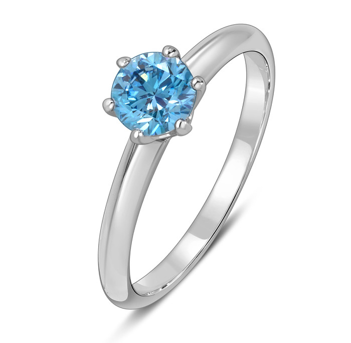 Помолвочное  кольцо из белого золота с  голубым бриллиантом (060231)